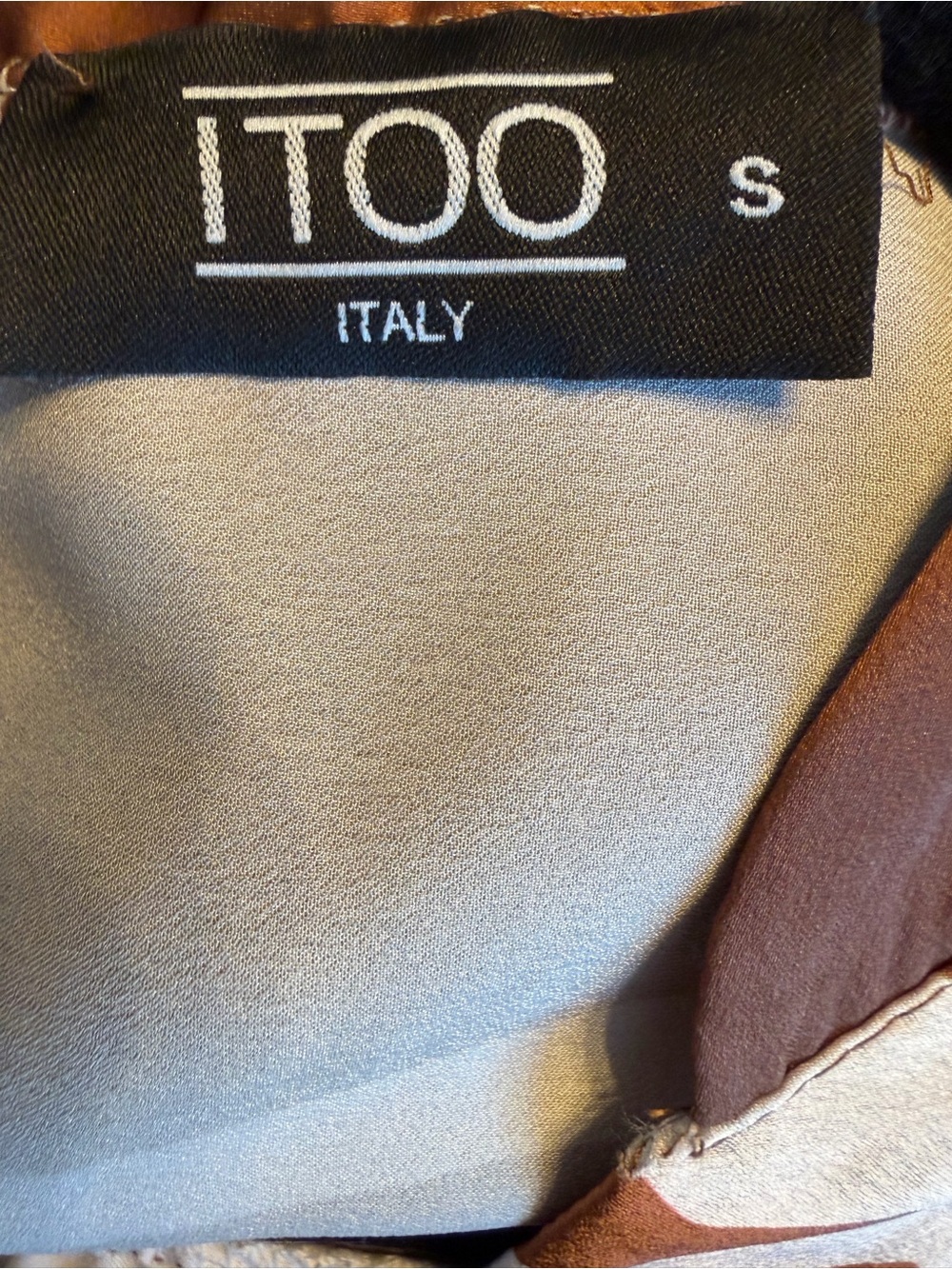 NWT ITOO Made in Italy Abstract Brown & Cream Maxi Shirt Dress with Belt Sz Smal - Picture 7 of 10